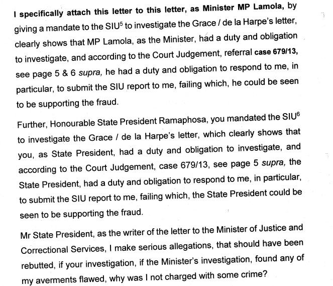 Letter to Minister discussiong the SIU